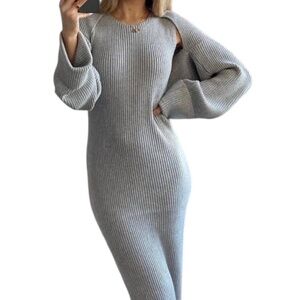 ✰zara gray ribbed midi dress in size small✰